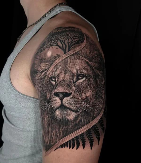 Lion Shoulder Tattoo