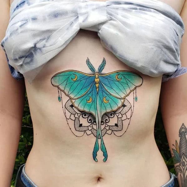 Butterfly Underboob Tattoo