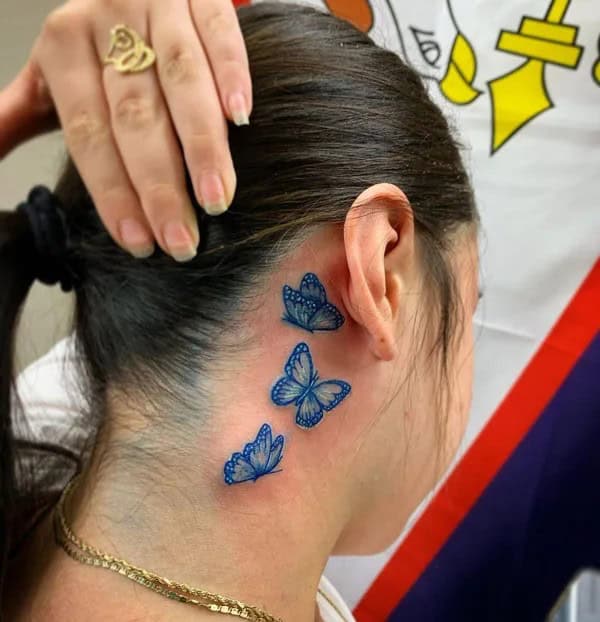 Watercolor Butterfly Tattoo Behind The Ear