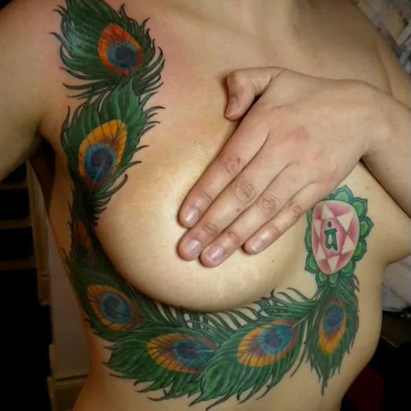 Feather Tattoo Under Breast