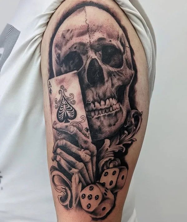 Ace of Spades and Skull Tattoo