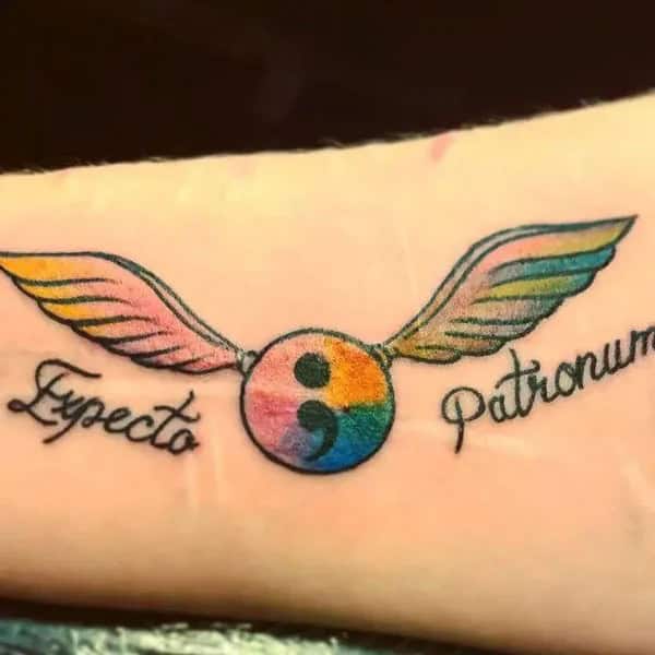 Semicolon Tattoo with Wings