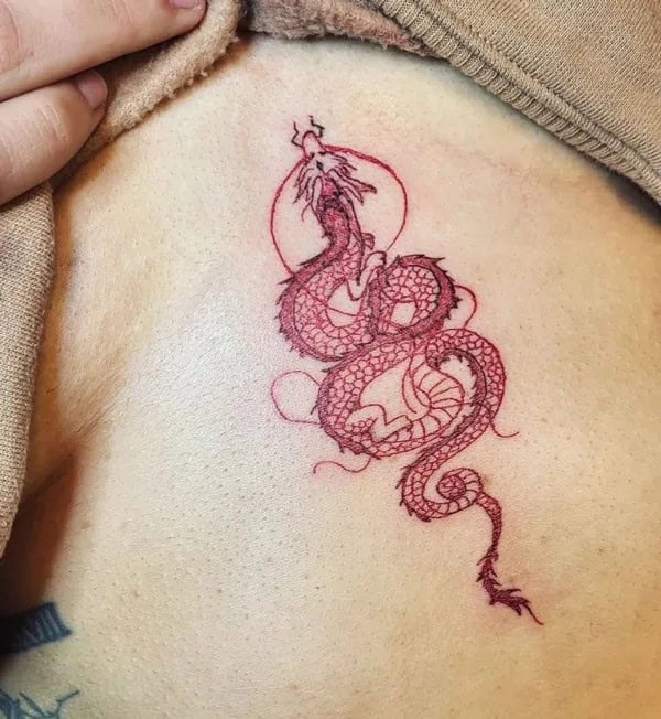 Sternum Chinese Dragon Tattoo