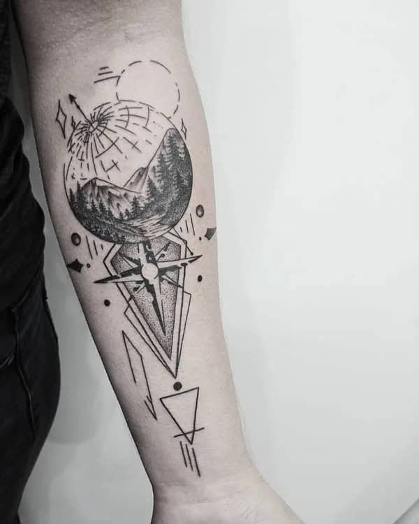 Geometric Earth Tattoo