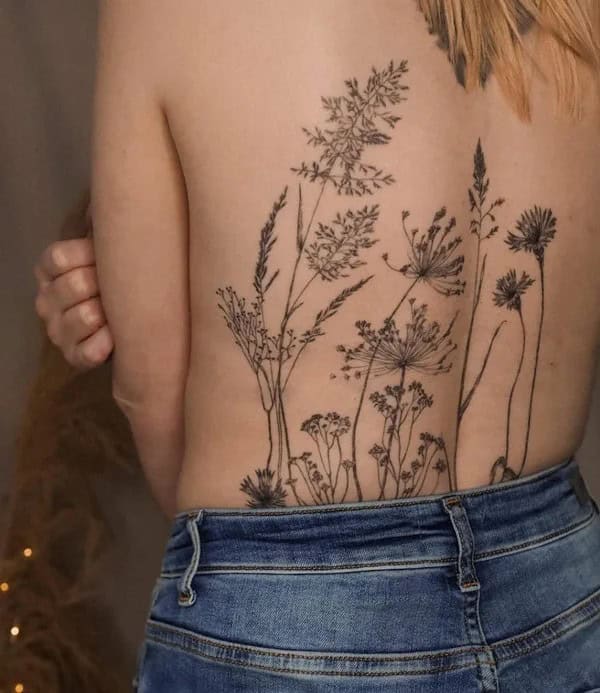 Wildflower Back Tattoo