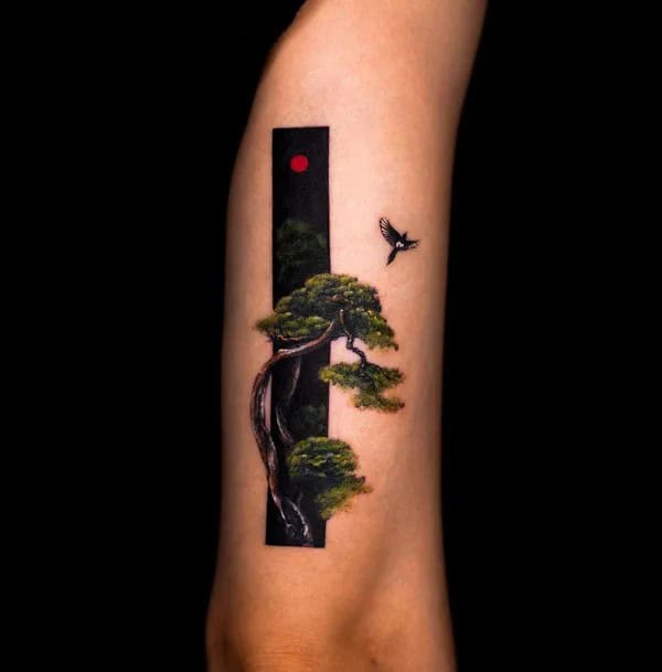 Japanese Pine Tree Tattoo