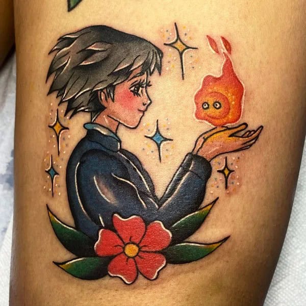 Traditional Howl’s Moving Castle Tattoo