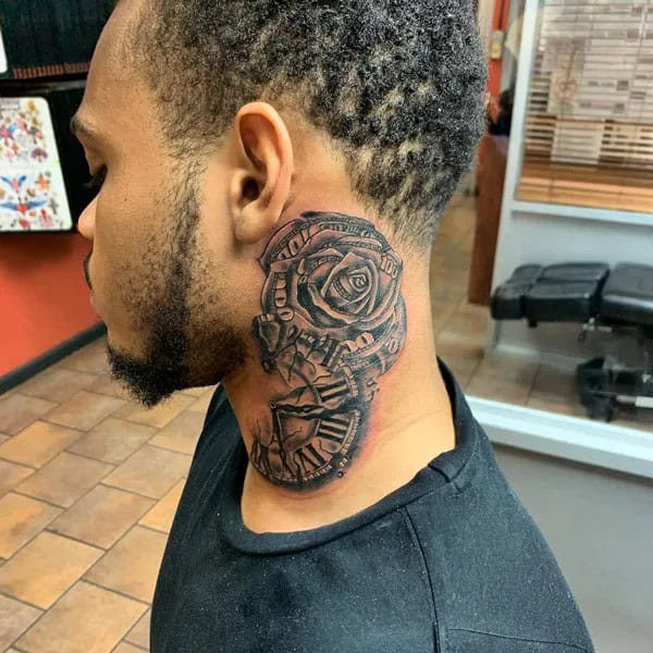 Money Rose Neck Tattoo