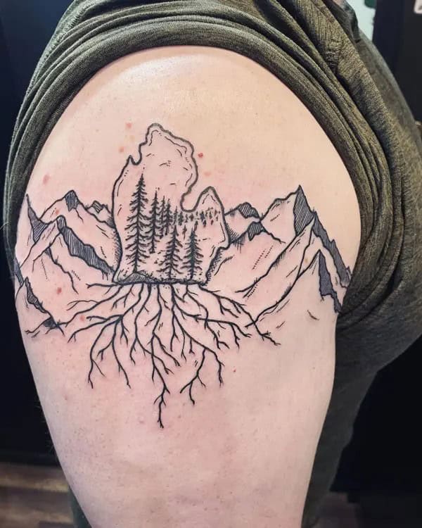 Mountain Shoulder Tattoo