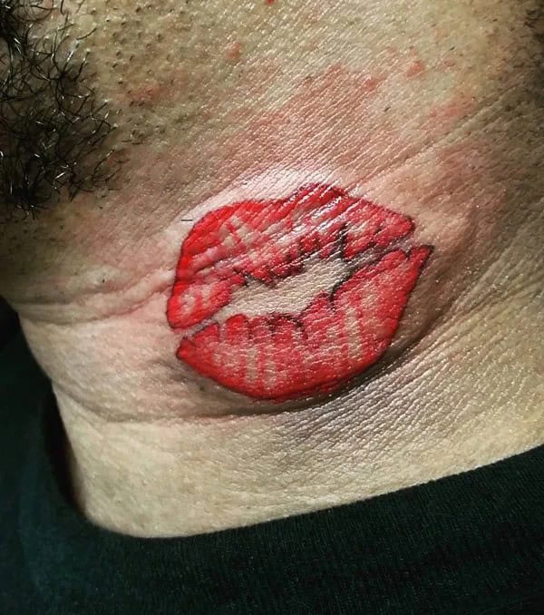 Feisty Neck Lip Tattoo