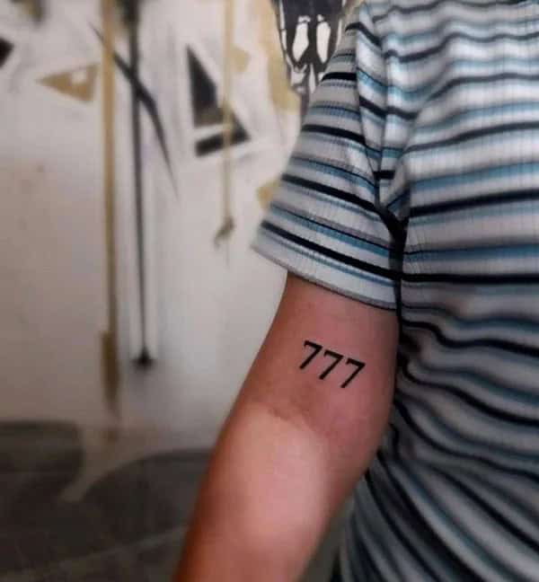 Behind the ear 777 Tattoo