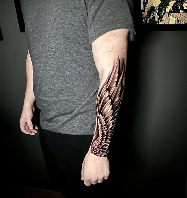 Angel Wings Tattoo On Forearm