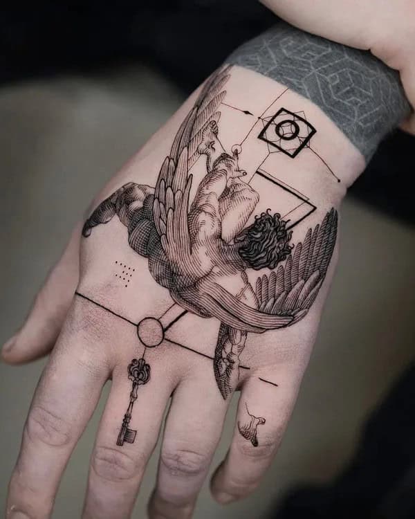 Icarus Tattoo on Hand