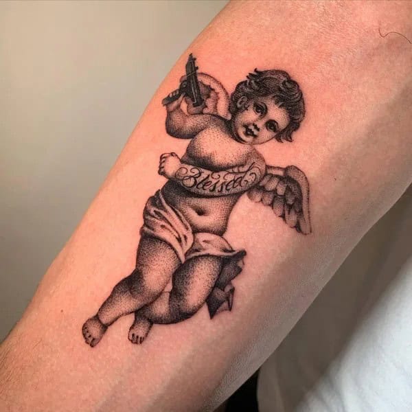 Blessed cherub tattoo