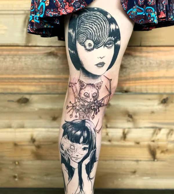 Junji Ito Leg Tattoo