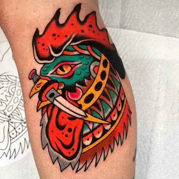 Traditional Rooster Tattoo