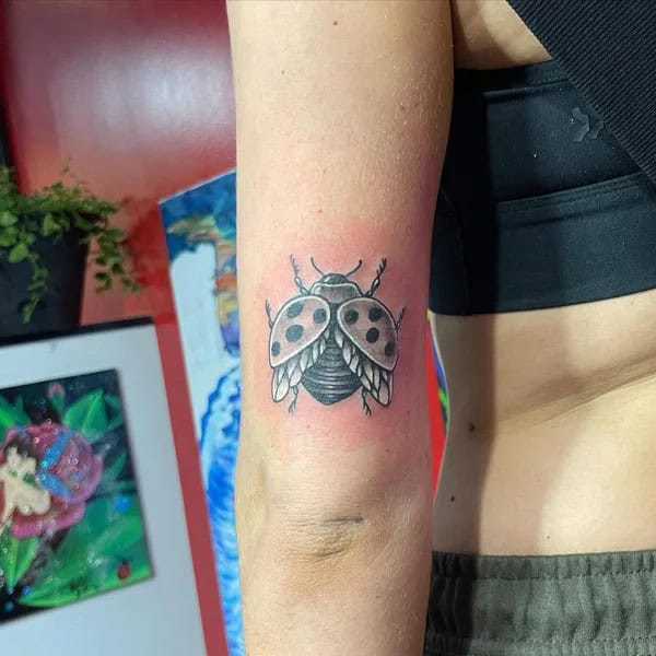 Black and White Ladybug Tattoo