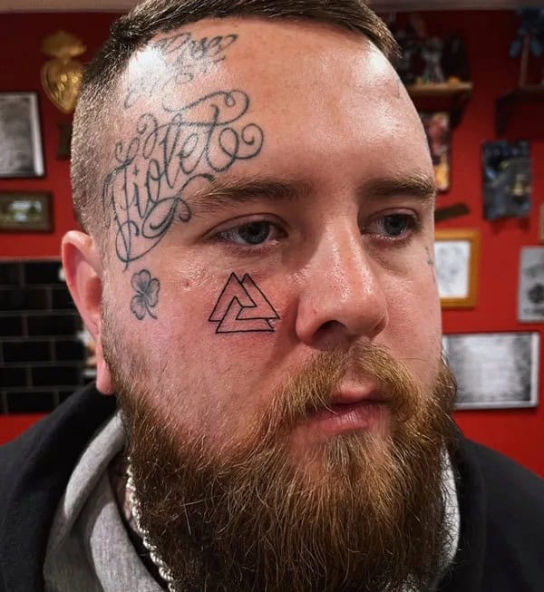 Valknut Face Tattoo