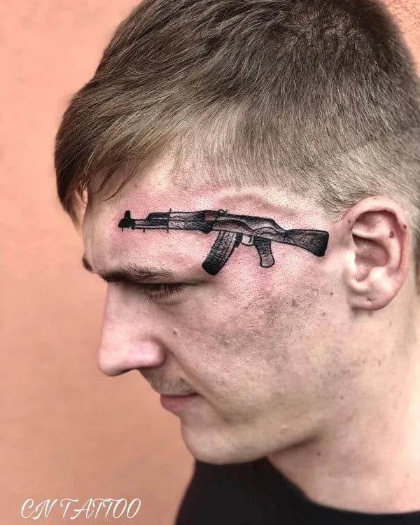 AK-47 Face Tattoo