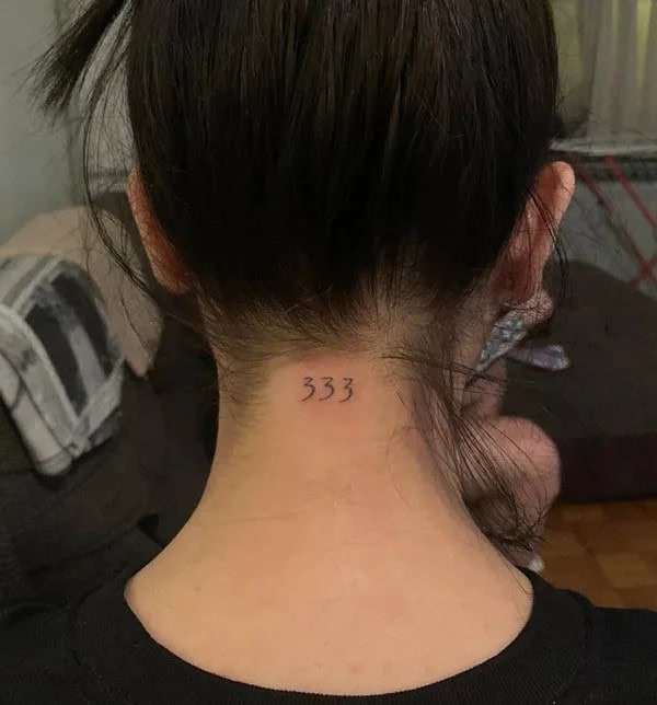 333 Behind The Neck Tattoo