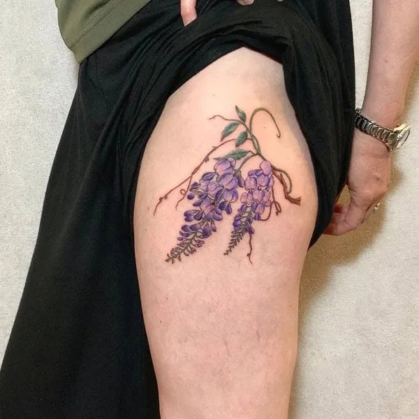 Wisteria Thigh Tattoo