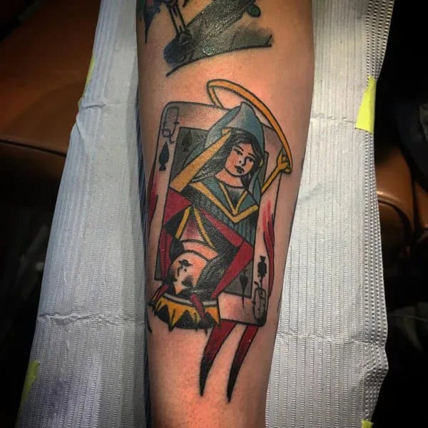 Neo Traditional Queen of Spades Tattoo