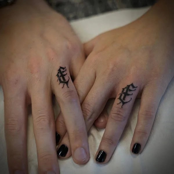 Gothic Style Wedding Ring Tattoo