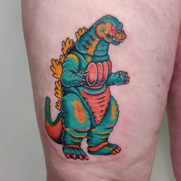 Godzilla vs Ghidorah tattoo