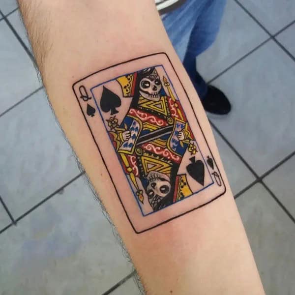 Queen of Spades Forearm Tattoo