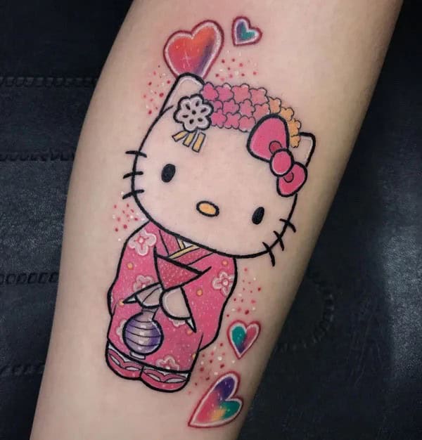 Ankle Hello Kitty Tattoo