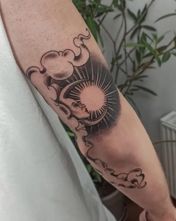 Negative Space Elbow Tattoos