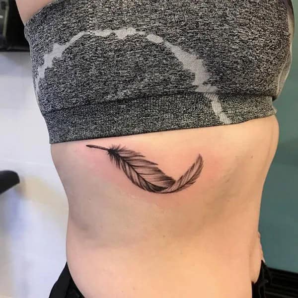 Feather Tattoo Under Breast