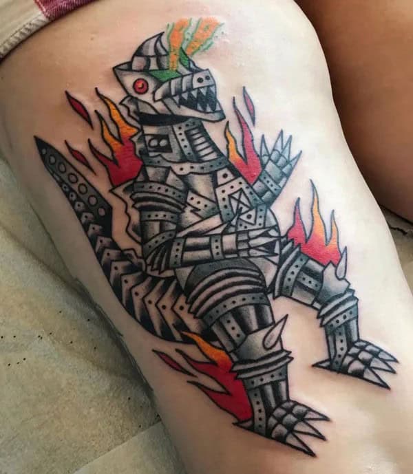 Godzilla vs Ghidorah tattoo