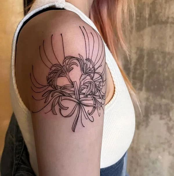 Black and White Spider Lily Tattoo