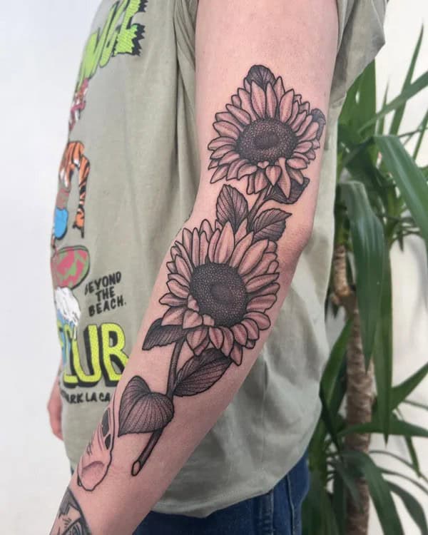 Sunflower Sleeve Tattoo