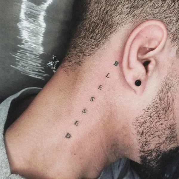 Blessed Tattoo On Neck