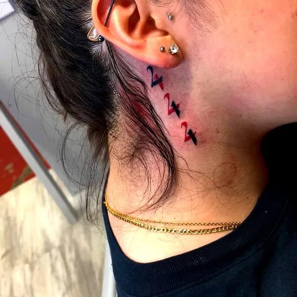 444 Neck Tattoo