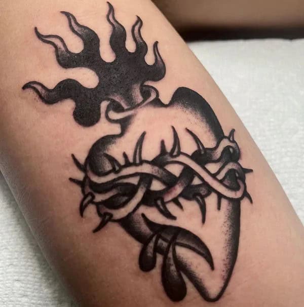 Black Sacred Heart Tattoo