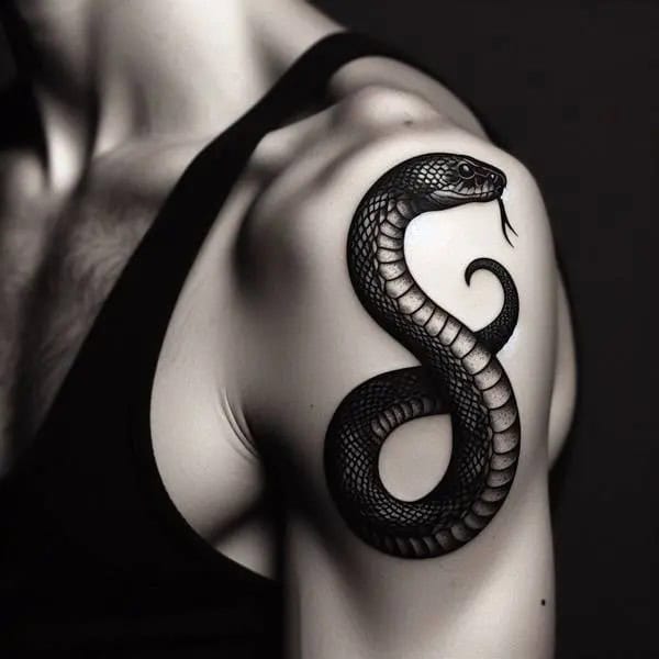 Black And White Snake Tattoo