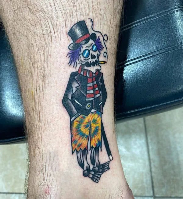 Skeleton Smoking Tattoo