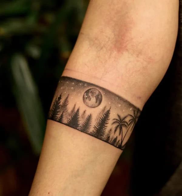 Pine Tree Arm Band Tattoo