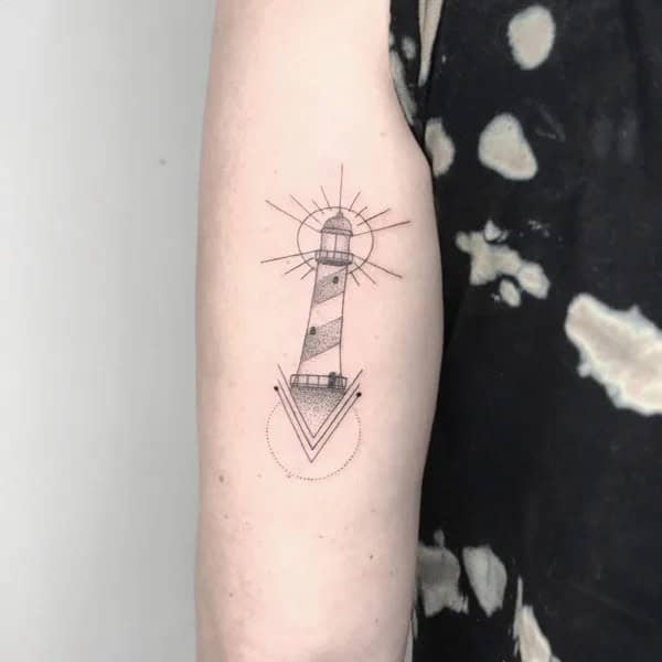 Geometric Lighthouse Tattoo