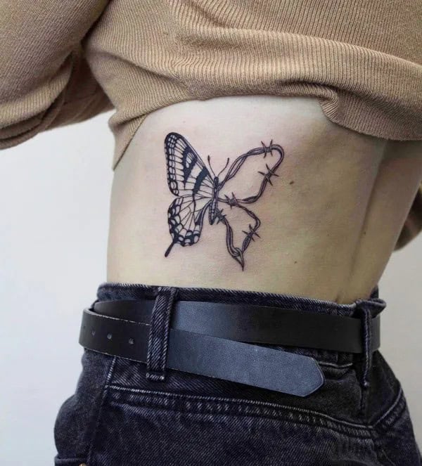 Barbed Wire Butterfly Tattoo