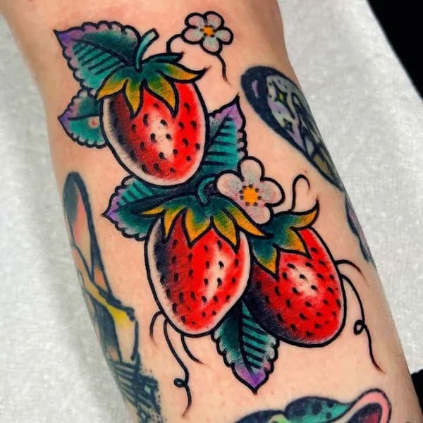 Traditional Strawberry Tattoo