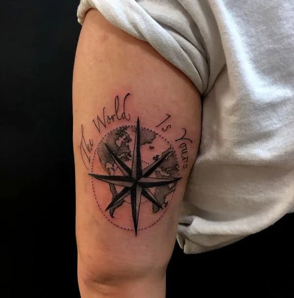 “The World Is Yours” Compass Tattoo