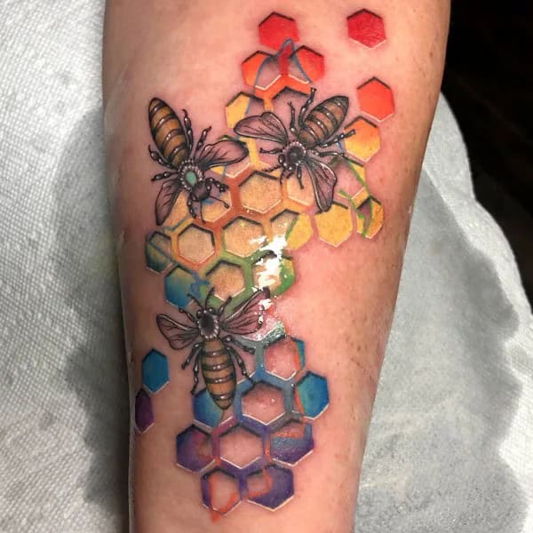 Bee and Honeycomb Tattoo