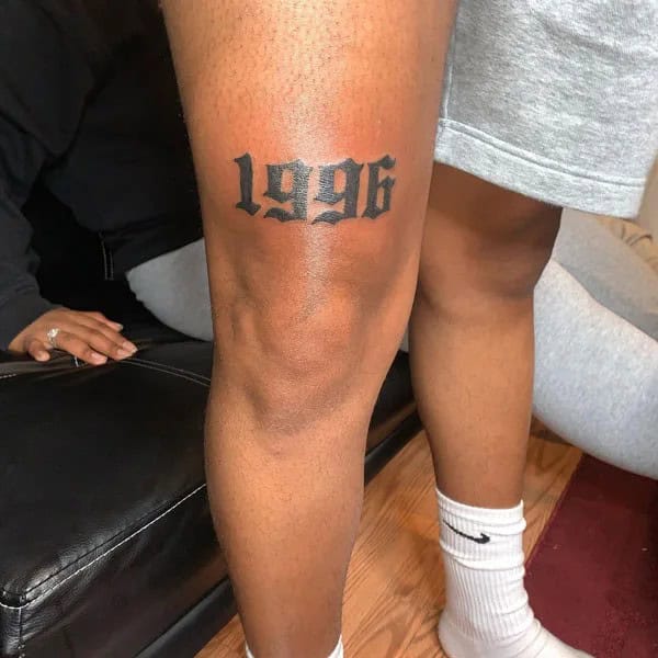 Above The Knee Date Tattoo