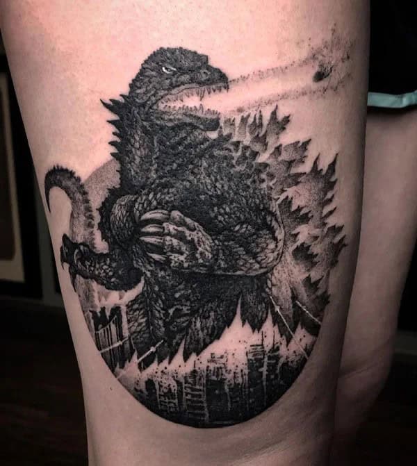 Godzilla vs Ghidorah tattoo