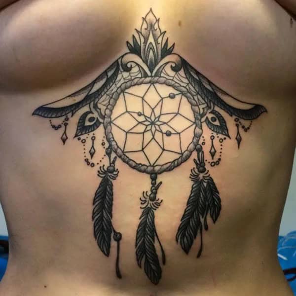 Dream Catcher Tattoo Under Breast