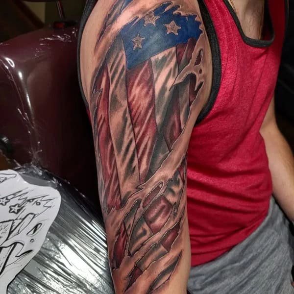 Tattered American Flag Tattoo